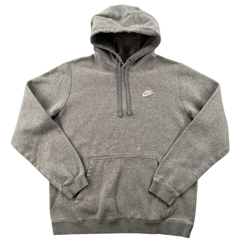 Nike Sportswear Club Fleece Pullover Hoodie Men Large Grey Active Minimal Lounge
